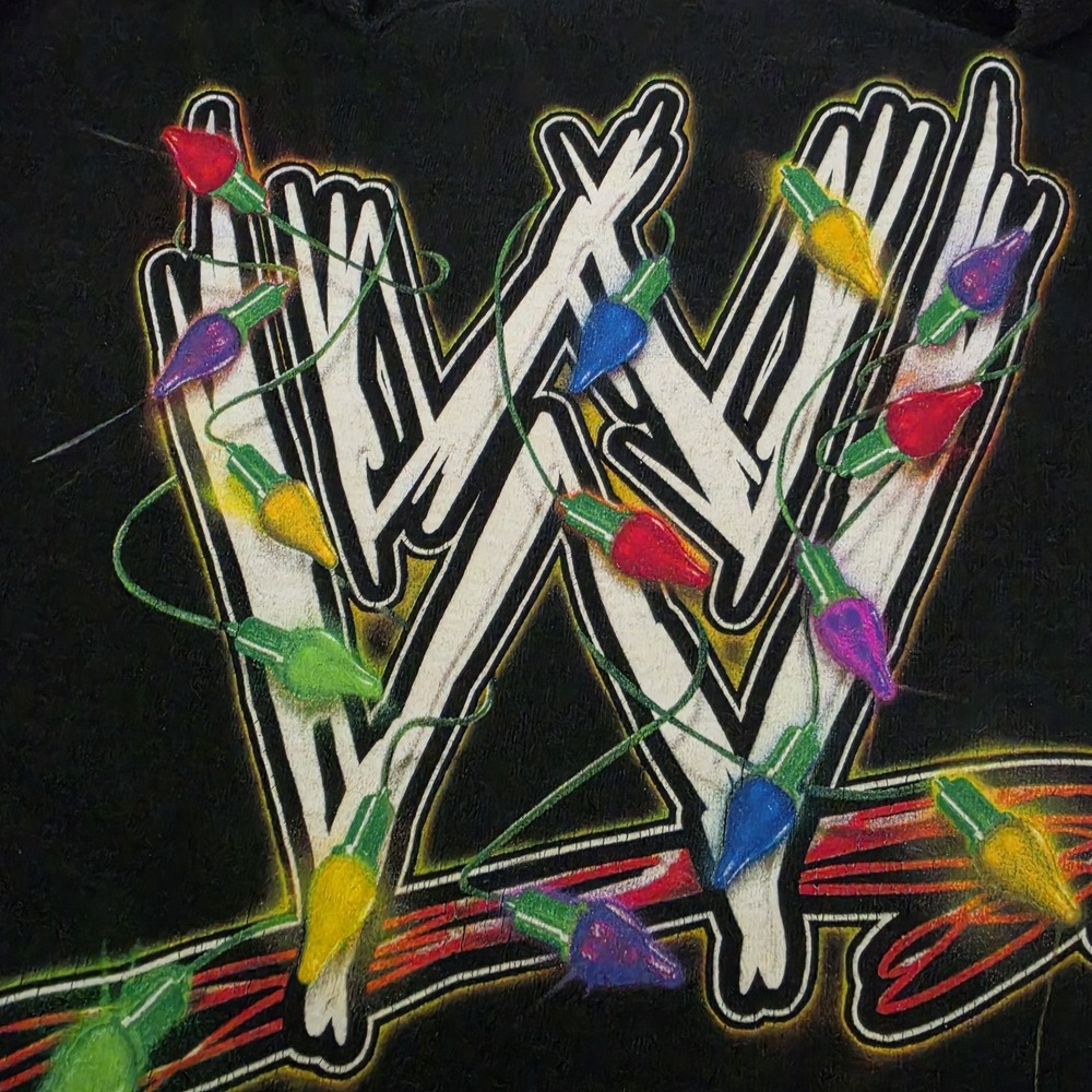 Vintage WWE Get Lit For The Holidays T Shirt XL Black Y2K